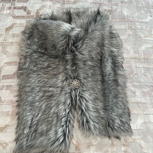 Faux fur shawl with pin